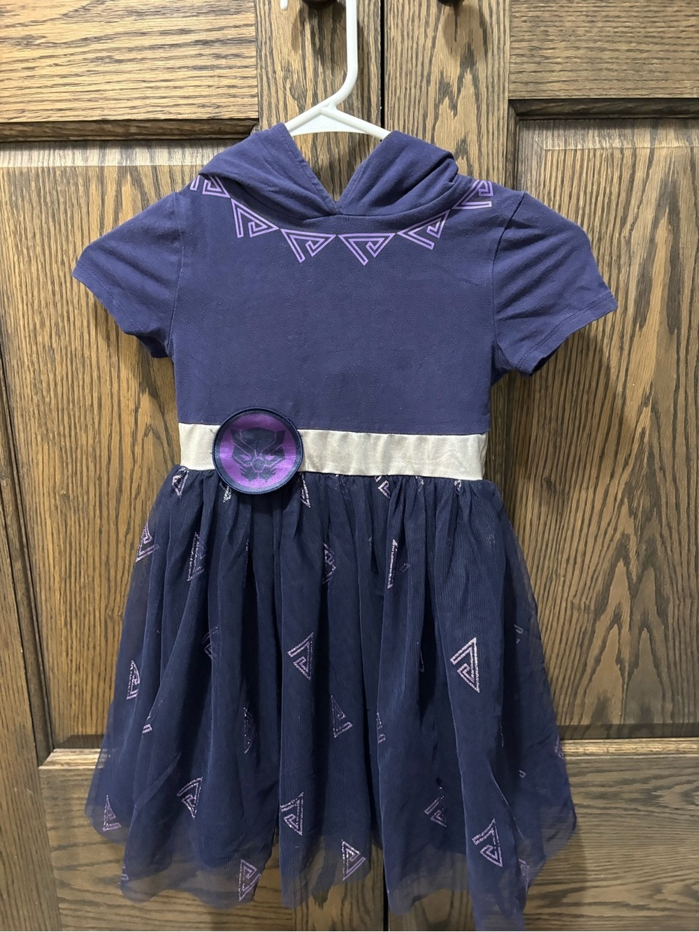 Marvel Purple Hooded Tulle Dress with Cream Waistband and Emblem
